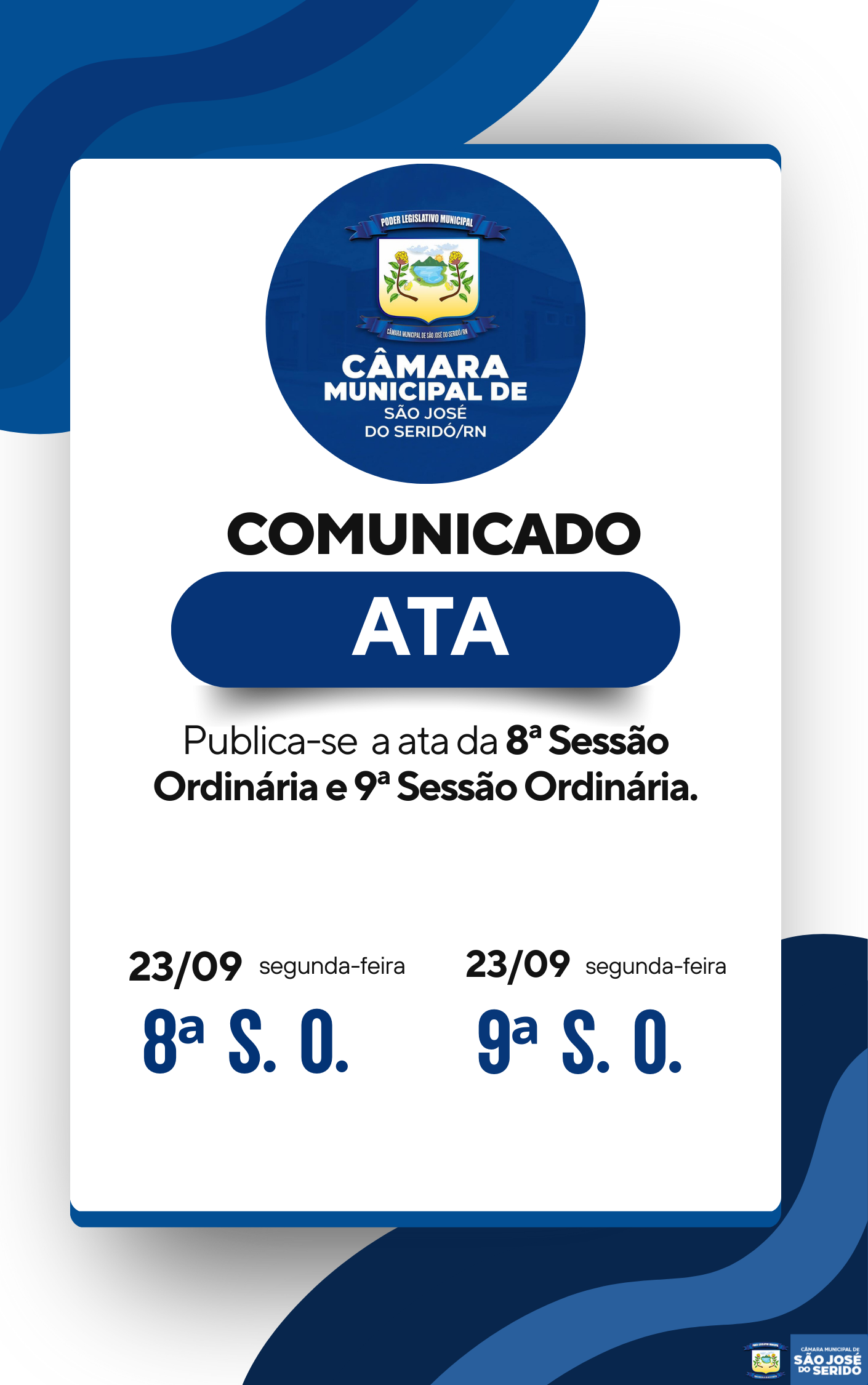 Confira as últimas atas publicadas