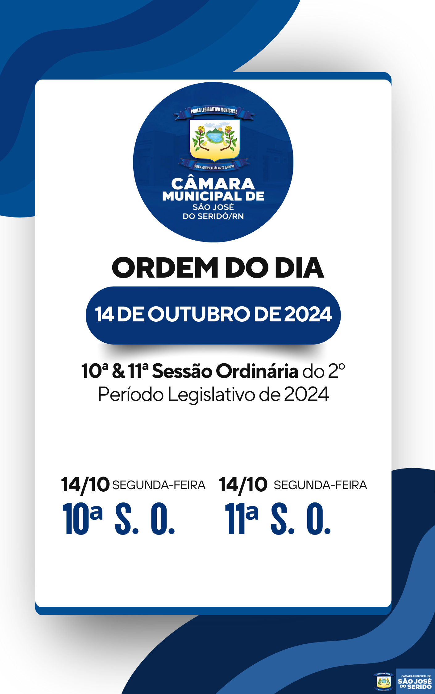 Ordem do Dia - 10ª & 11ª Sessão Ordinária