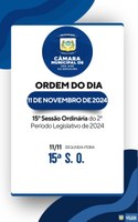 Ordem do Dia - 15ª Sessão Ordinária