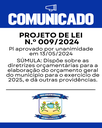 Projeto de lei n.º 009/2024 