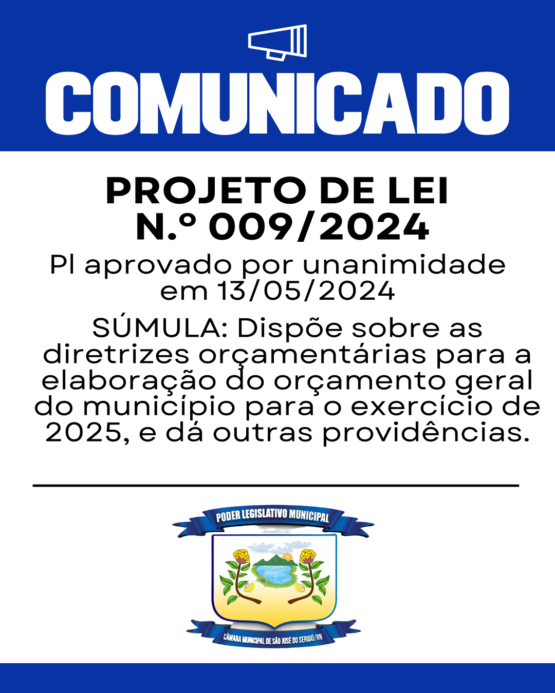 Projeto de lei n.º 009/2024 